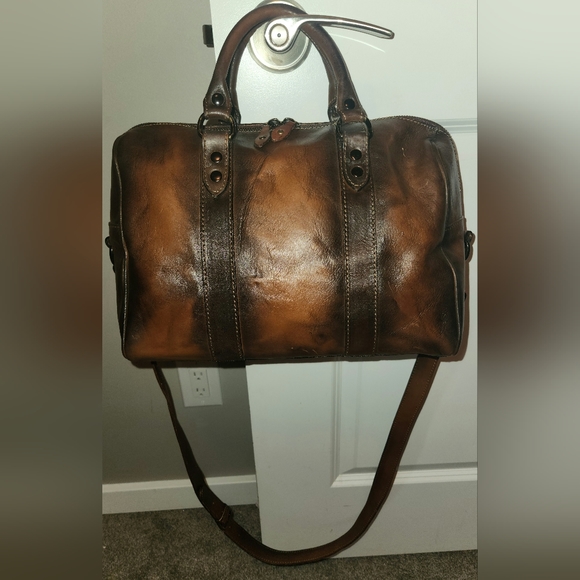 I Medici of Florence Vintage Italian Leather Satchel Handbag in Antique Cognac - Picture 3 of 16